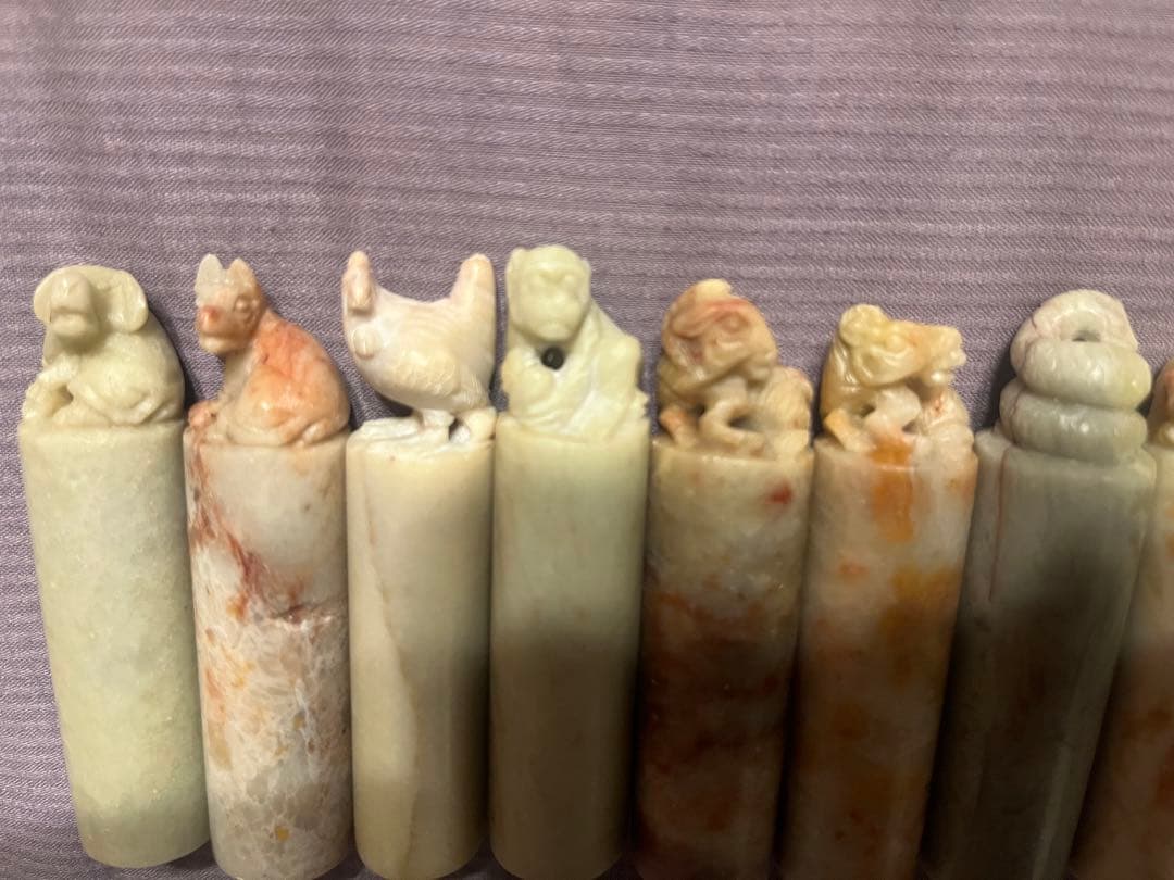 印鑑　石　印材　スタンプ　彫刻　干支　12支　ハンコ　伝統工芸　分化　骨董