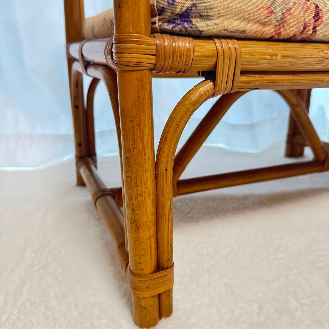 レア♡籐椅子 ラタンチェア サイドテーブル アンティーク レトロ クッション付