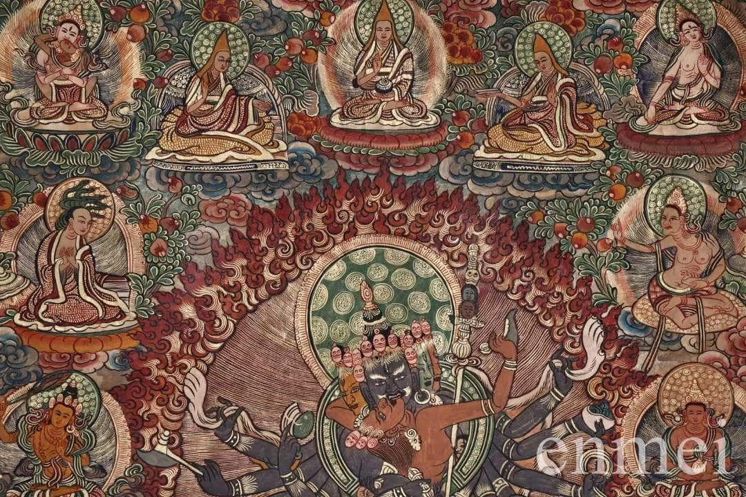 中国古美術・チベット・真皮唐卡・勝楽金剛仏像・純手描き・纯天然鉱物顔料・風水開運