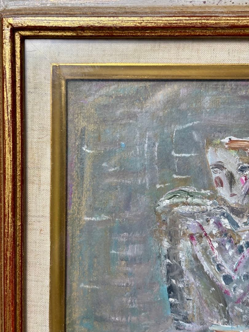 ポ*ん様 小野州一 油彩画 女性像 額装作品