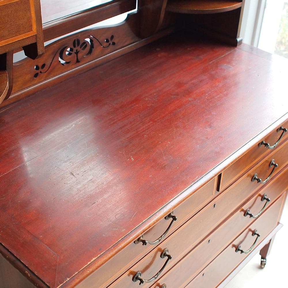 アンティーク ミラー付きチェスト 象嵌細工 ZR24025