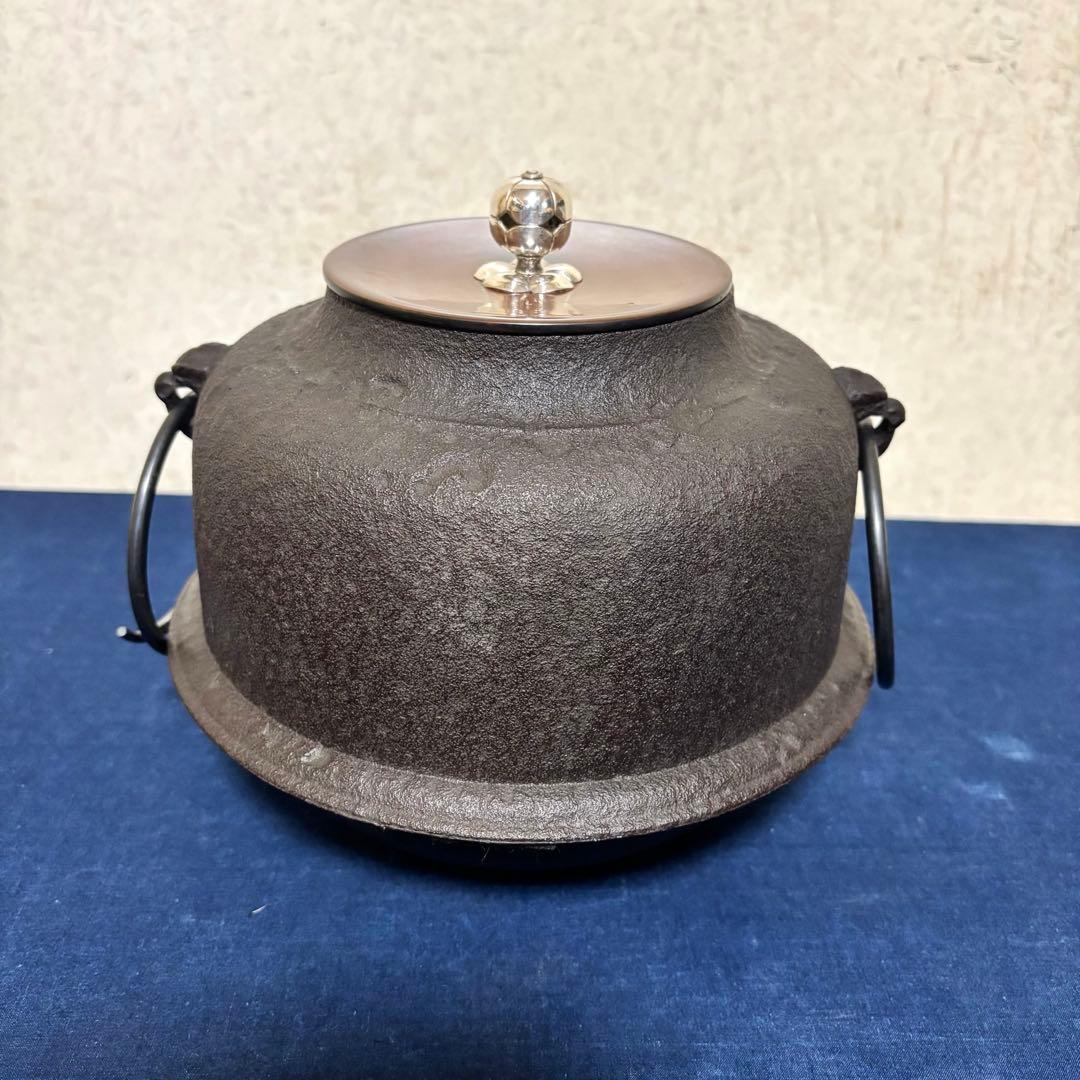 銀摘み 風炉 茶釜 電熱器 唐銅朝鮮風炉釜 野々田製電熱器 敷板 茶道具