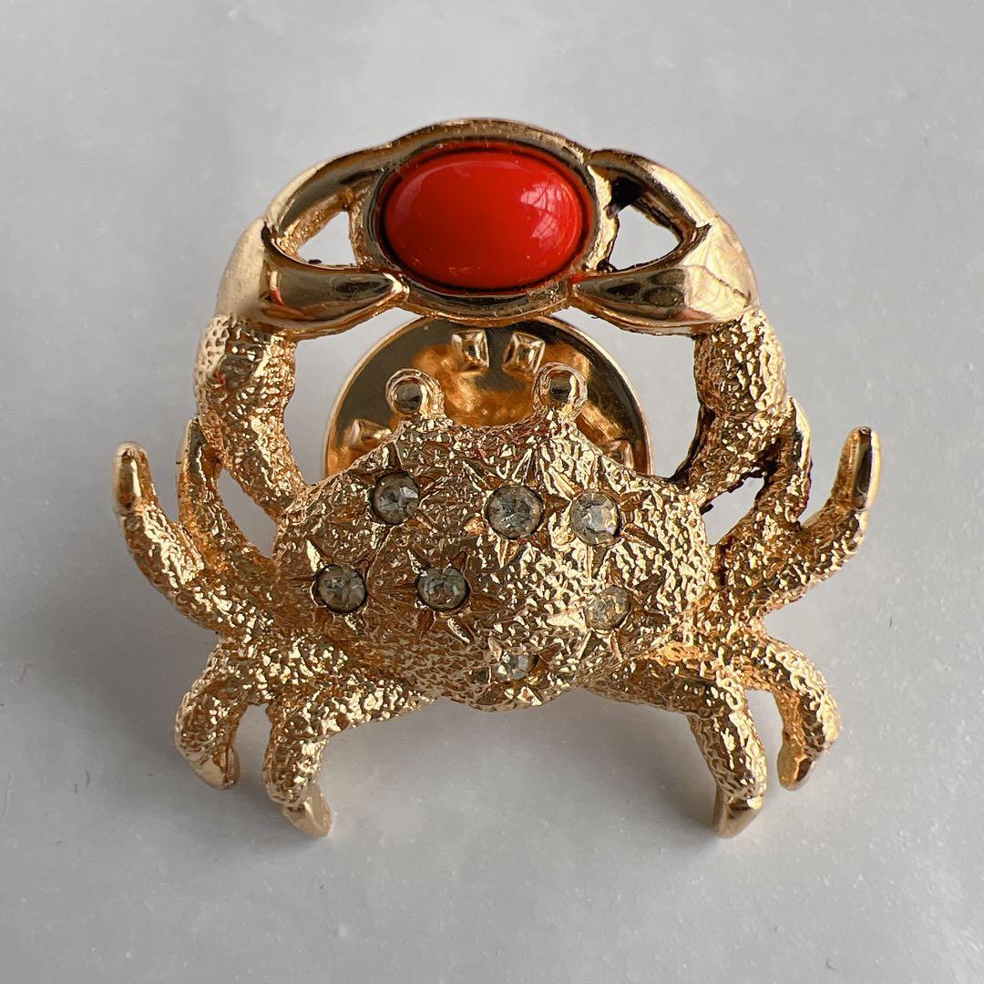 Christian Dior カニモチーフ　ブローチ　GP ラインストーン