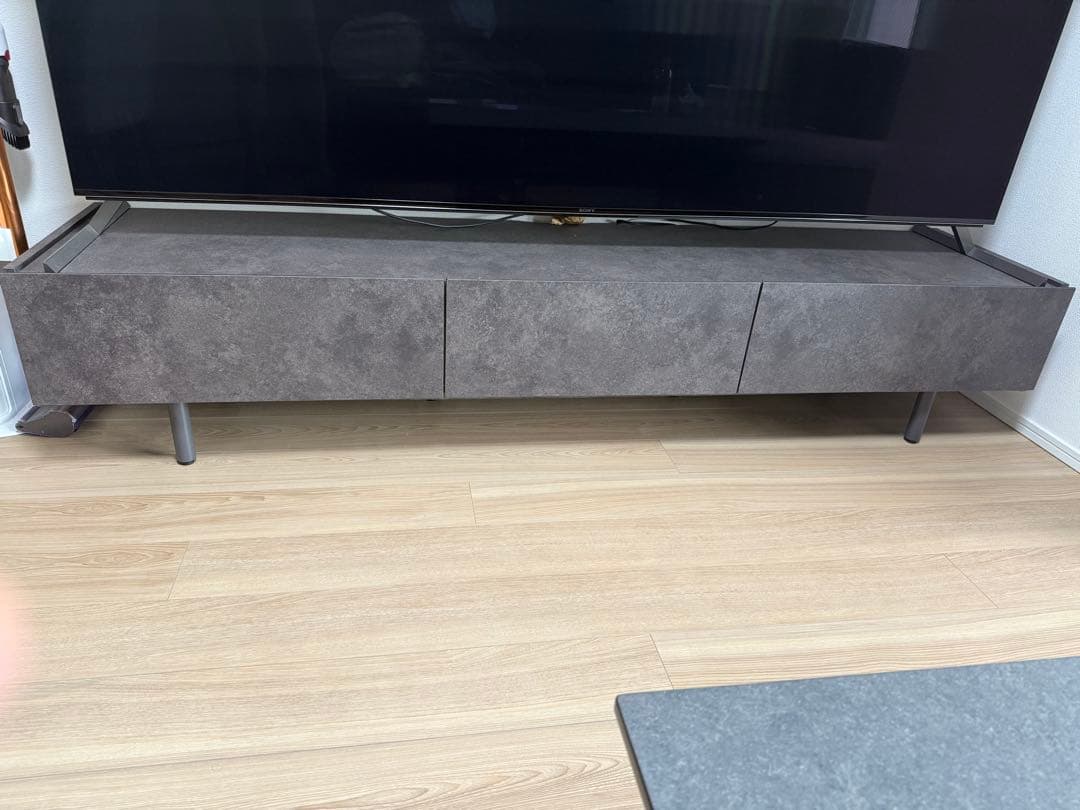グレー テレビボード 3つの引き出し付き