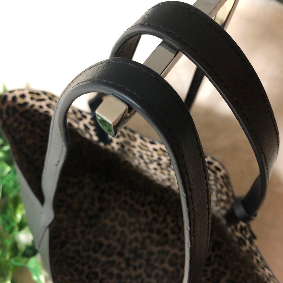 極美品　ケイトスペード　トートバッグ　リバーシブル　ポーチ付き　レオパード柄　黒