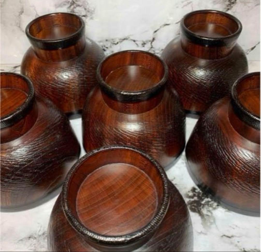 輪島塗 汁椀 木地呂　6客セット