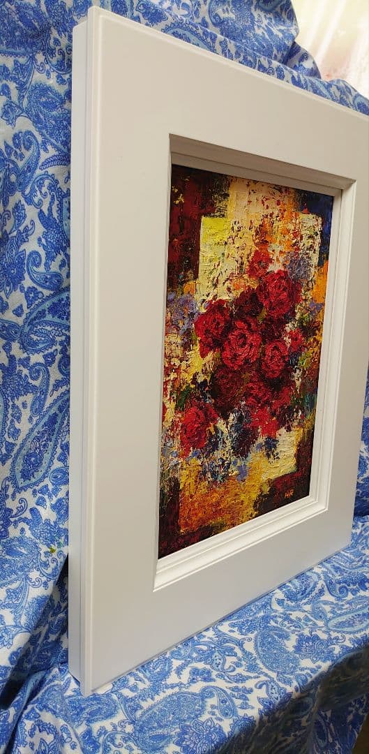 油絵 絵画【赤い薔薇】