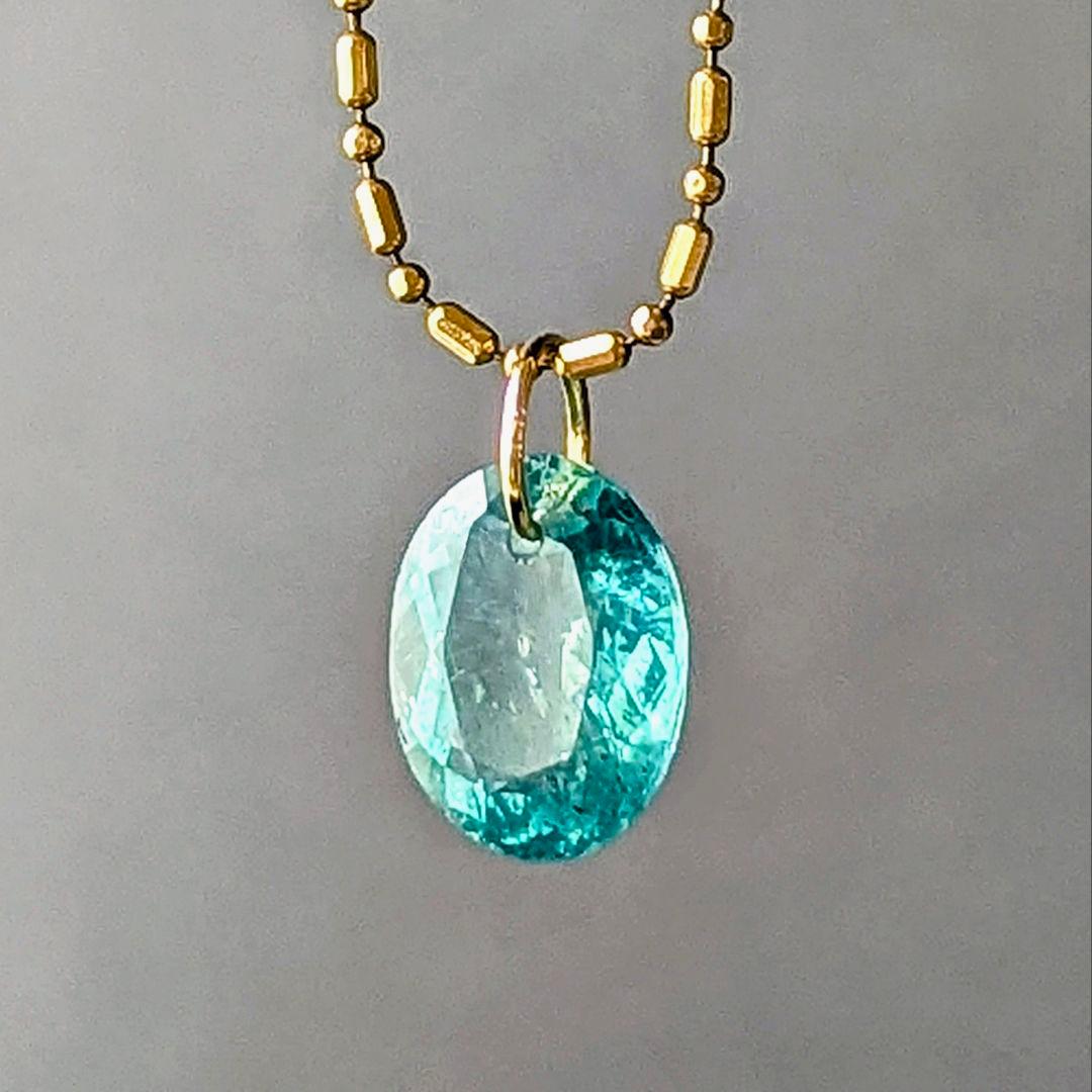 ♢こだま ここ♢K18 アパタイト2.73ct チャ―ム ペンダントトップ