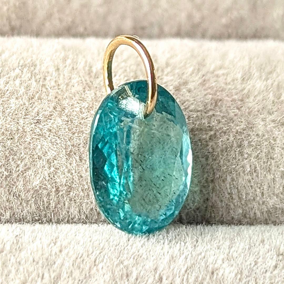 ♢こだま ここ♢K18 アパタイト2.73ct チャ―ム ペンダントトップ