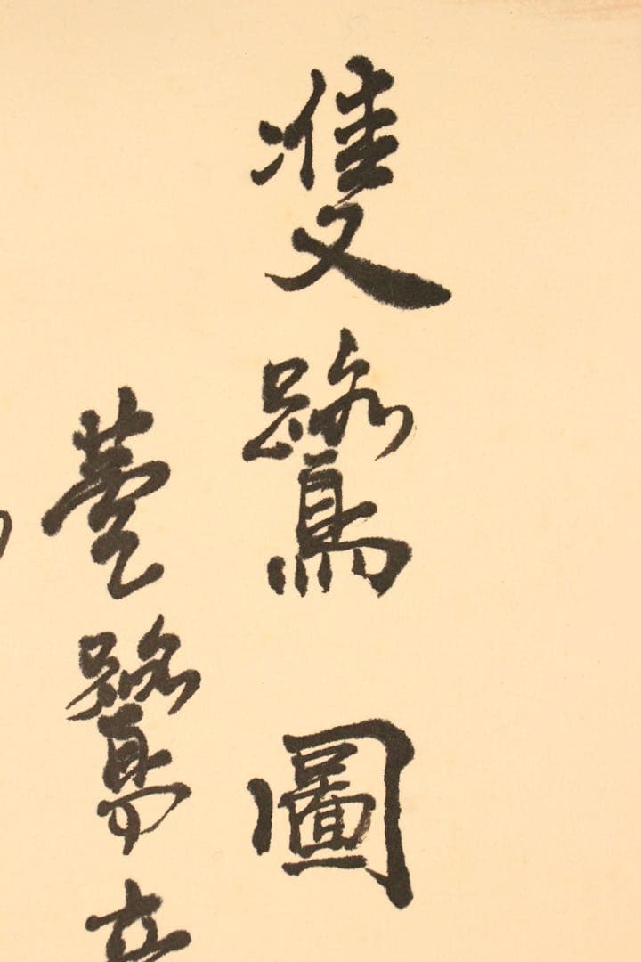 No5274 掛軸　在銘　杜飛　雙鷺図　紙本着色　中国画　唐画　鳥獣　送料無料