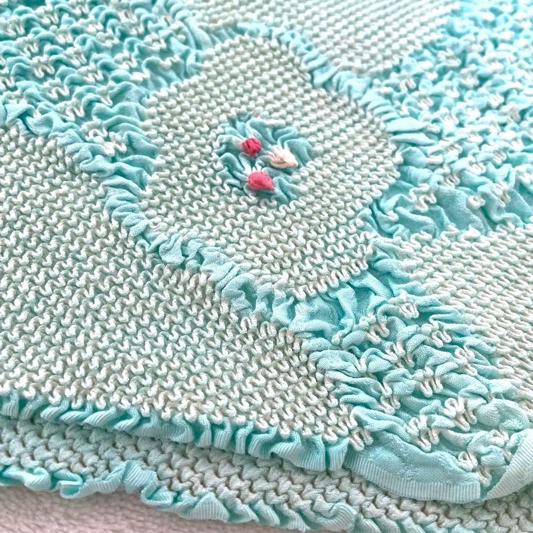 振袖用　加藤萬　伊達衿　ピンク・水色　リバーシブル　帯揚げ　総絞り