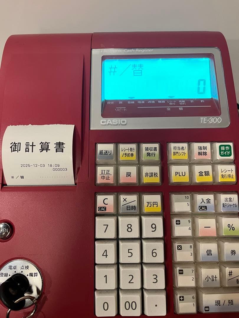 CASIO TE-300 電子レジスター レッド