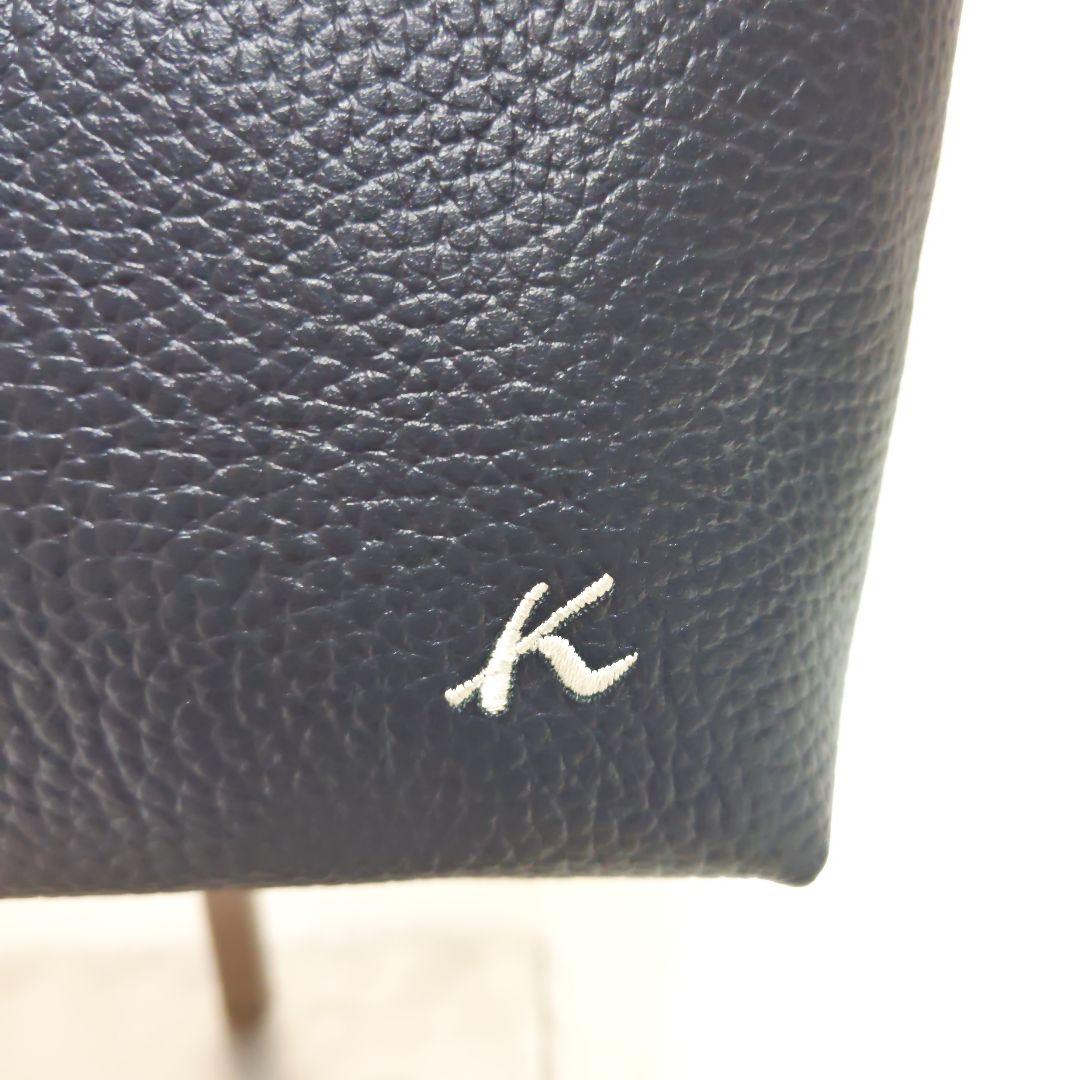 【極美品】キタムラ ショルダーバッグ 2way シュリンクレザー ロゴ刺繍