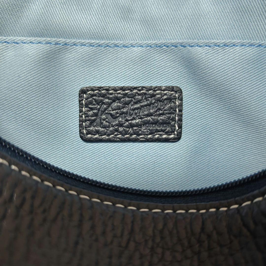 【極美品】キタムラ ショルダーバッグ 2way シュリンクレザー ロゴ刺繍