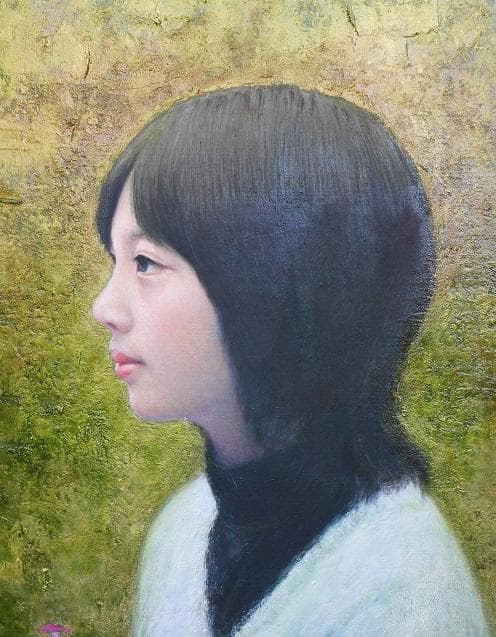 井上司「白いセーター」油彩画 F6号(40.9×31.8㎝)