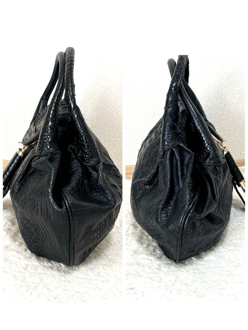 FENDI フェンディ スパイバッグ クロコ型押しレザー ブラック