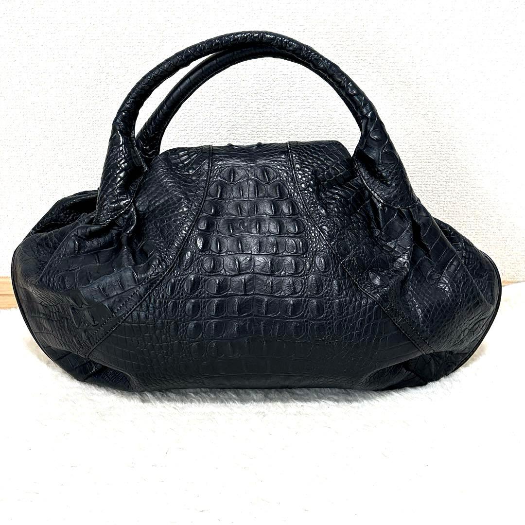 FENDI フェンディ スパイバッグ クロコ型押しレザー ブラック