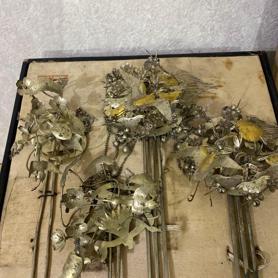 クリスマスセール　櫛細工　珊瑚　鶴亀