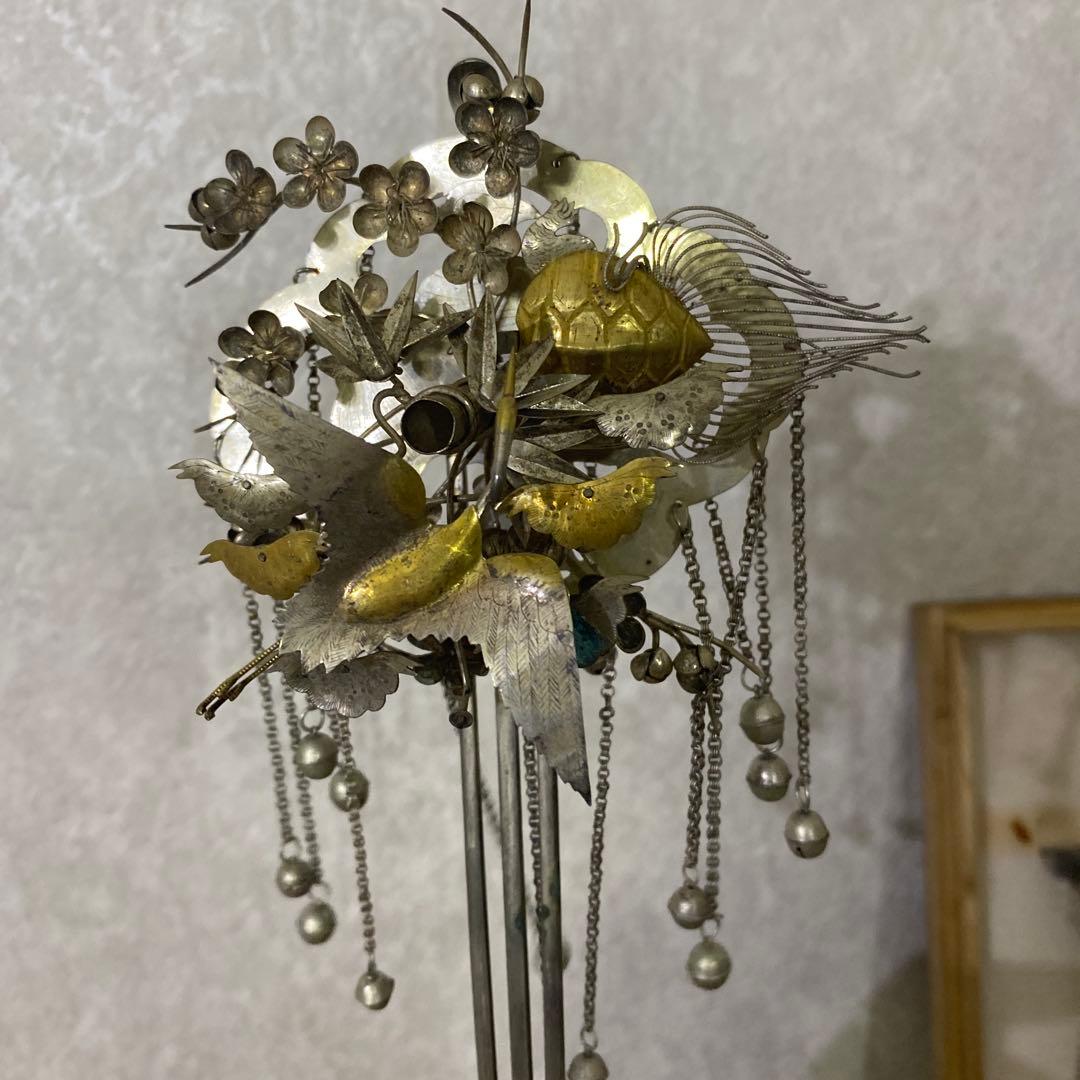 クリスマスセール　櫛細工　珊瑚　鶴亀