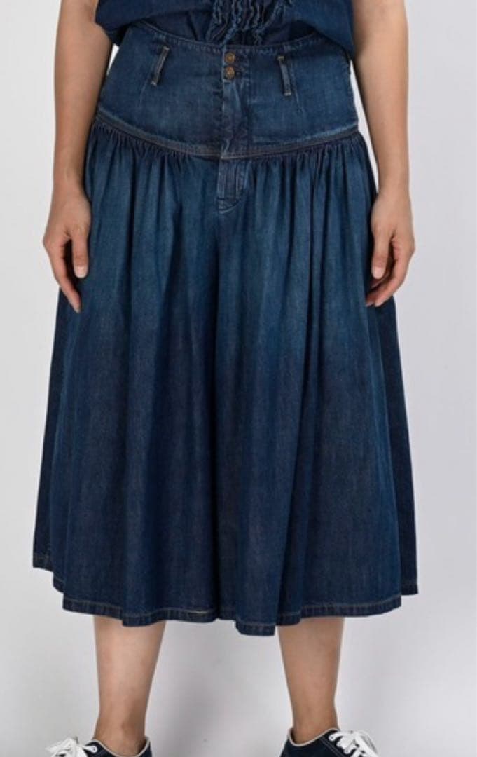 美品✨45R ゴマデニムのギャザーキュロットスカート