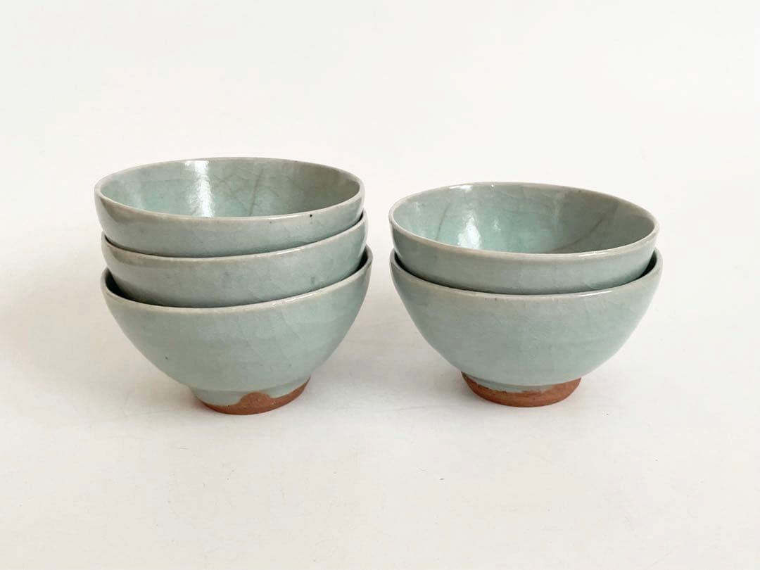 陶芸家　人間国宝　三浦小平二　青磁　青瓷　小碗　番茶器　五客　箱なし