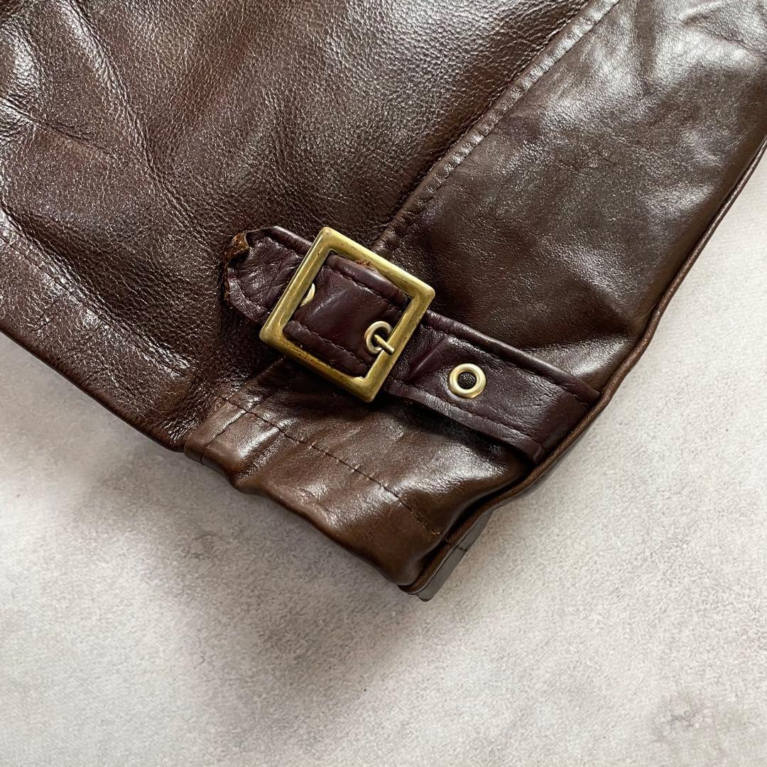 美品 希少カラー ショット シングルライダース ボアライナー付き ブラウン 36