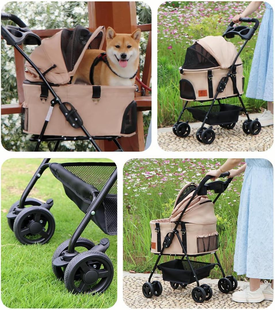 ペットカート ベージュ 360°回転ホイール 新品、未開封