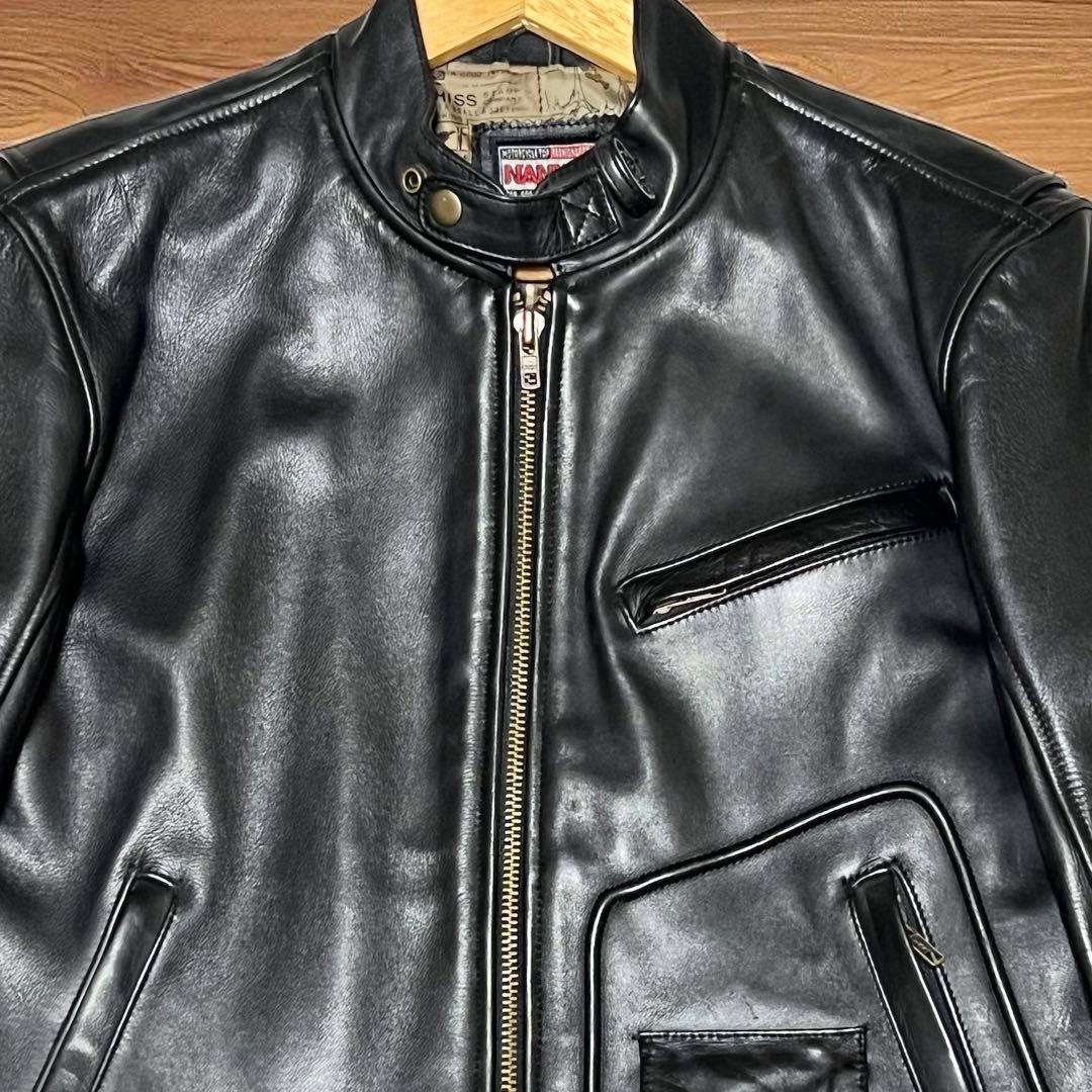 【希少サイズLL】 ライダースジャケット シングルライダース　牛革　NANKAI