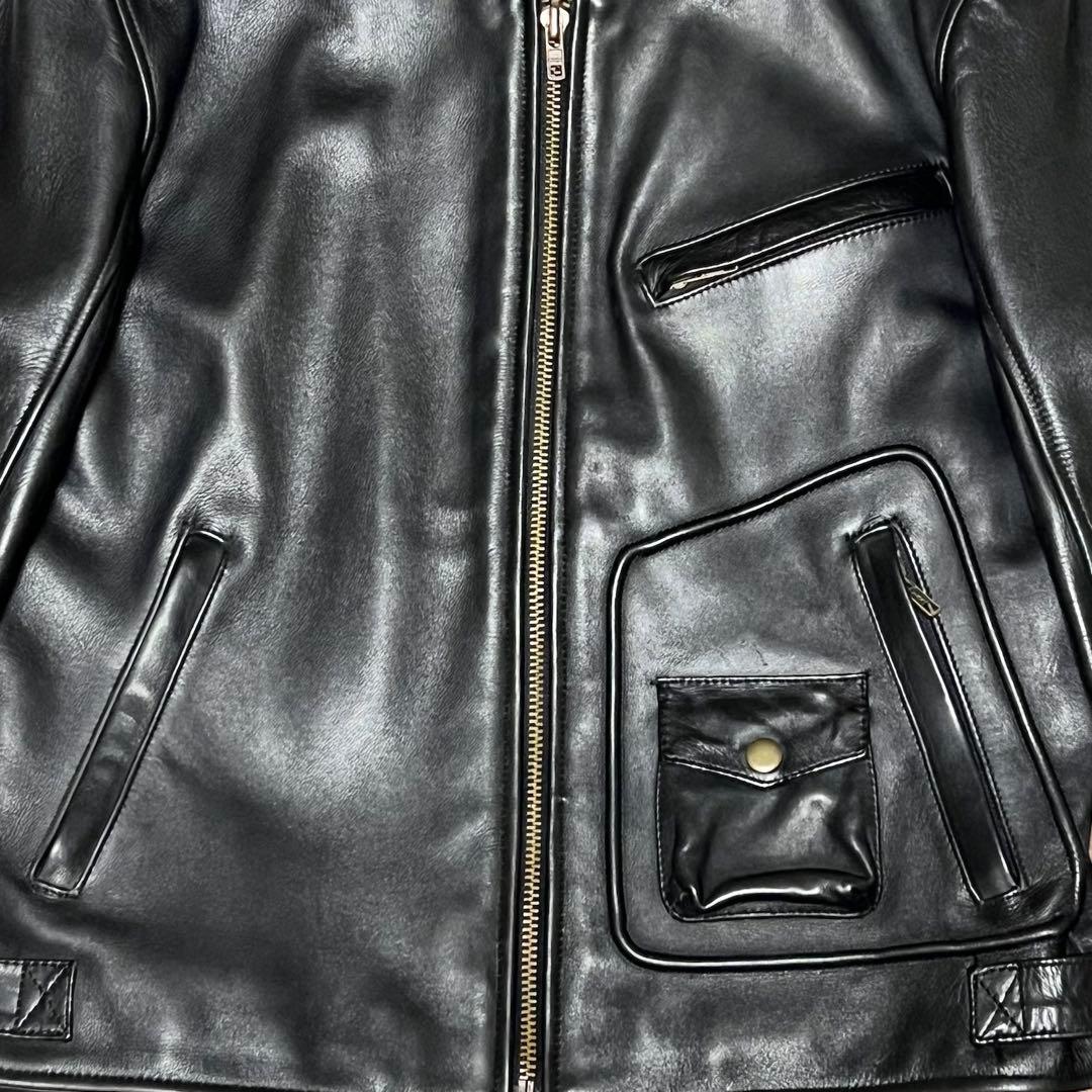 【希少サイズLL】 ライダースジャケット シングルライダース　牛革　NANKAI