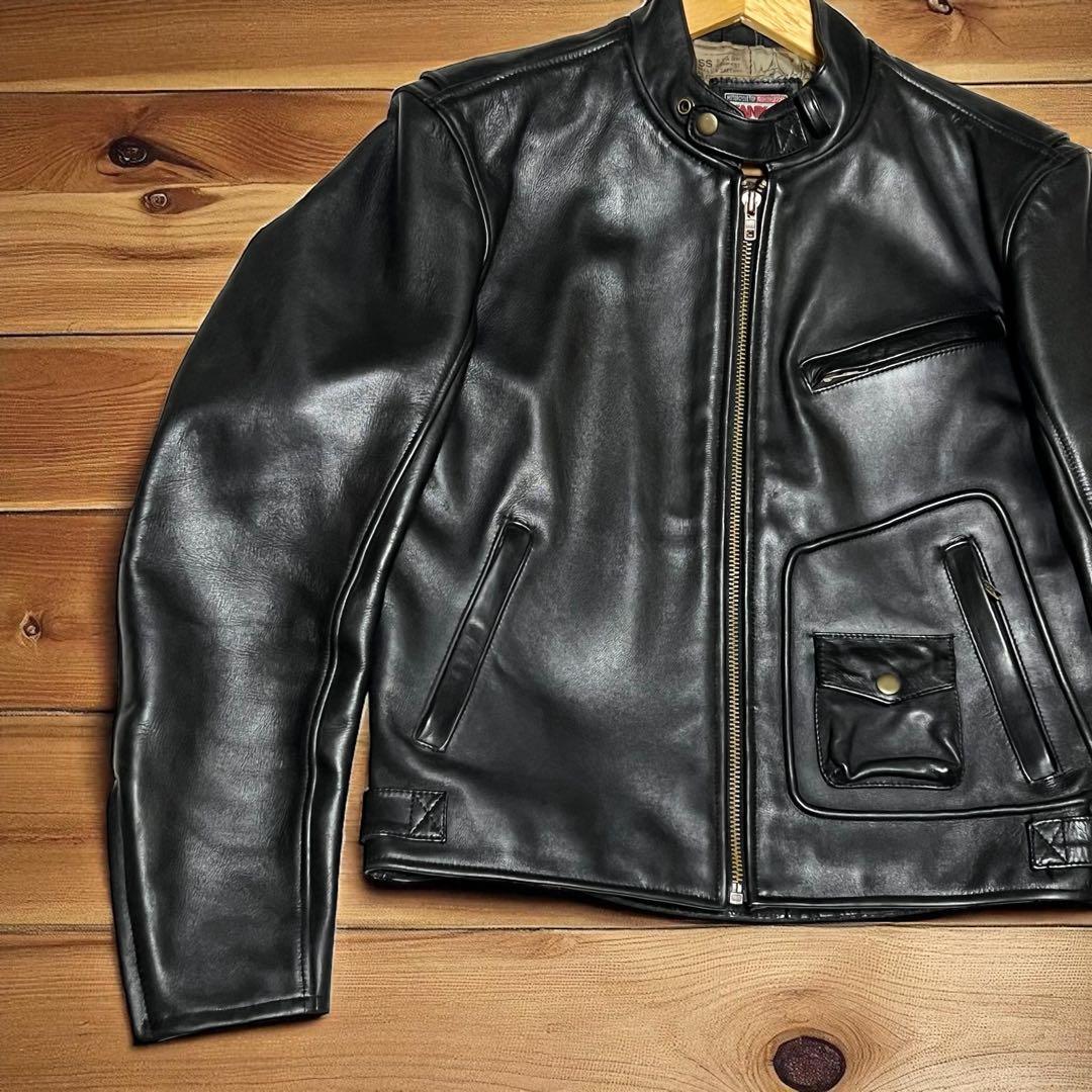 【希少サイズLL】 ライダースジャケット シングルライダース　牛革　NANKAI