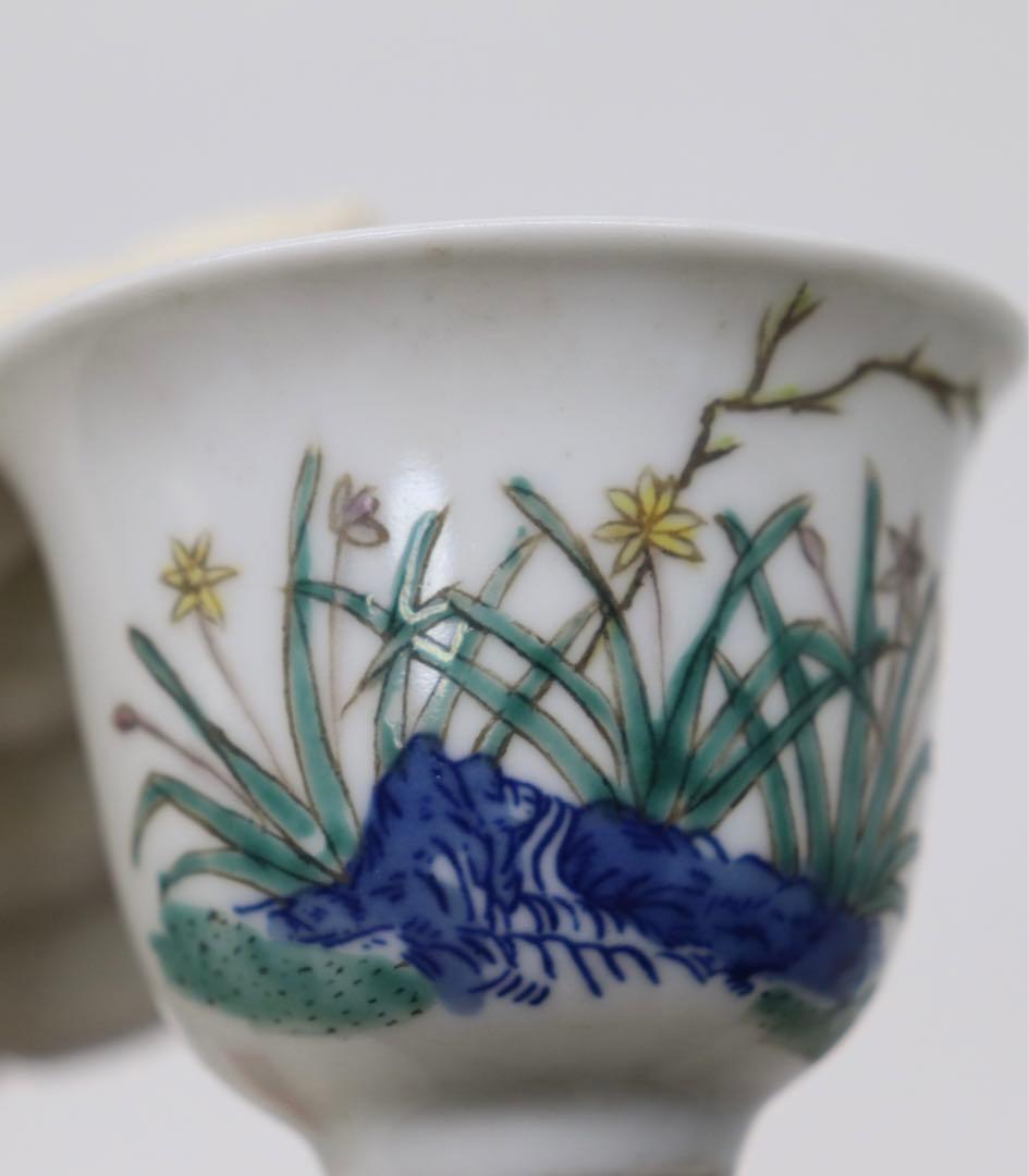 中国　大清康熙年製　とう彩小杯　茶器　送料込み0124