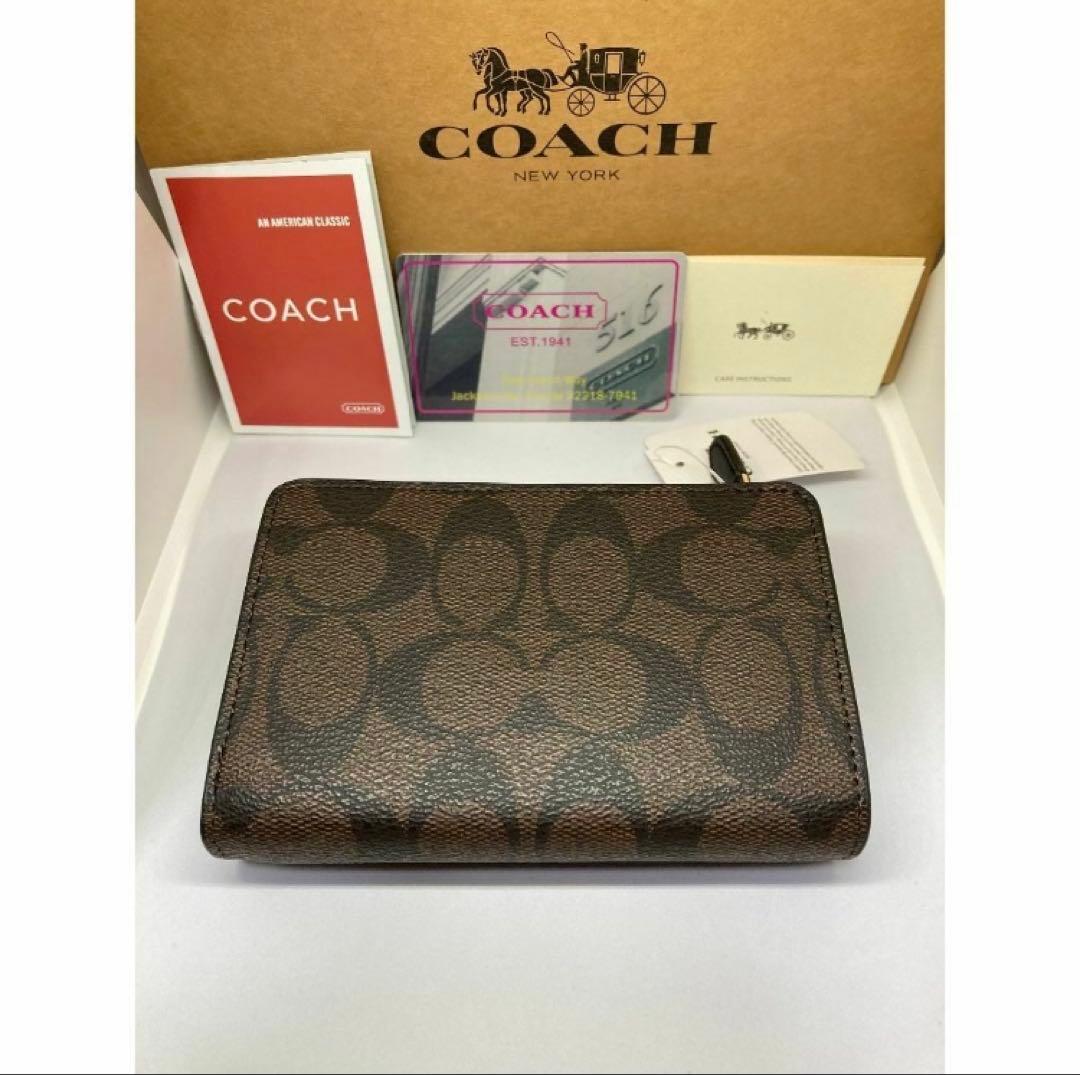 COACH　コーチ　C0082　二つ折り財布　ラグジュアリー　ブラウン×ブラック