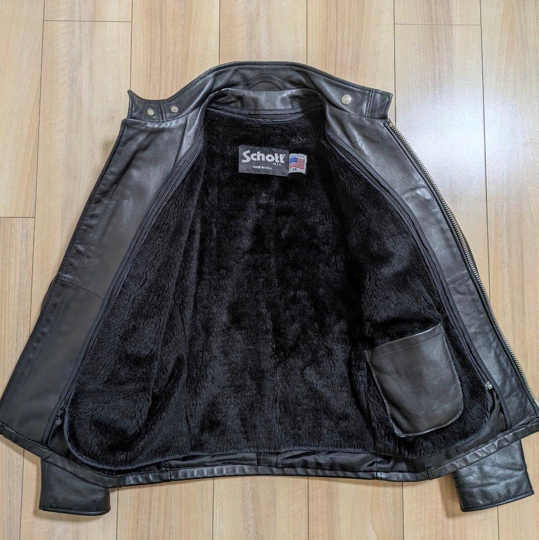Schoot ショット 新型641 ライナー付 シングルライダースジャケット34