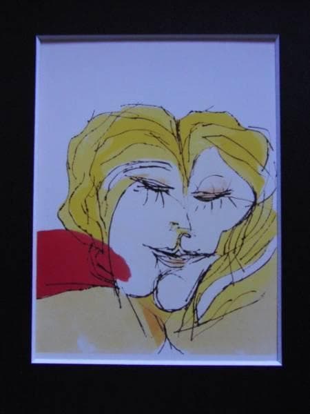 池田満寿夫、【黄桃】、豪華・希少画集画、新品高級額・額装付、状態良好