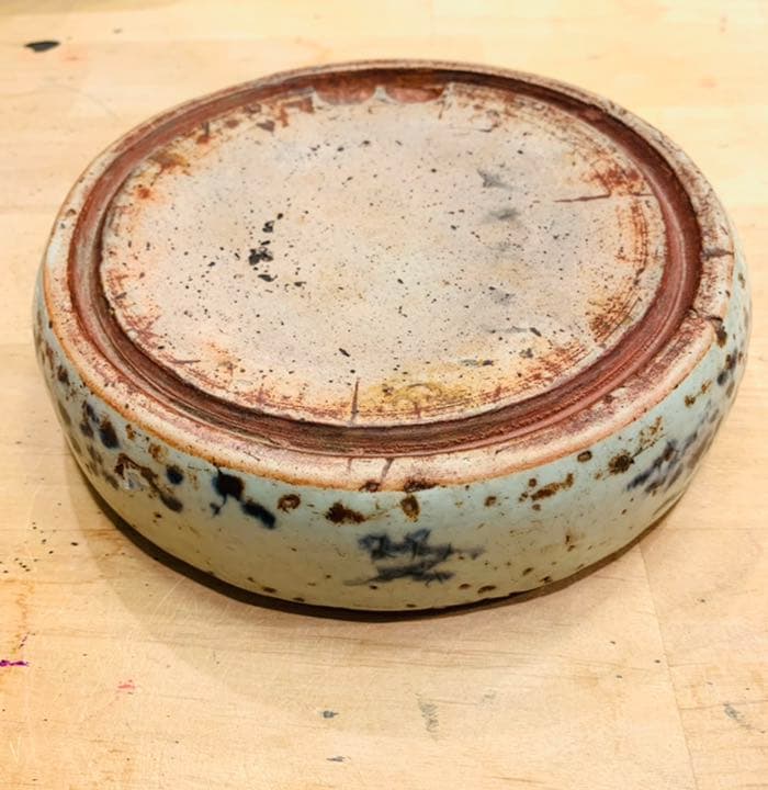 【清末民初】　景徳鎮青花唐草文円瓷硯