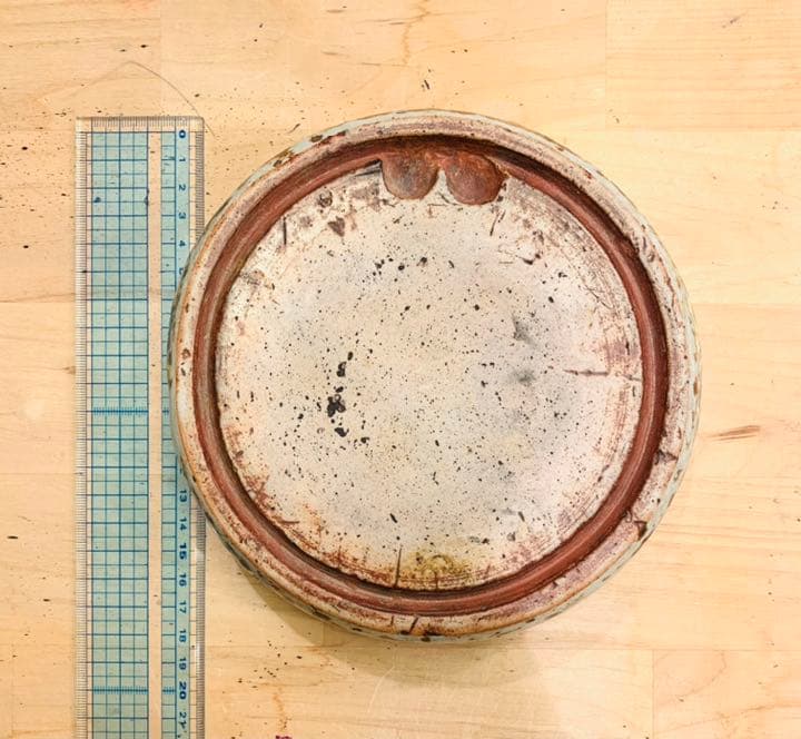 【清末民初】　景徳鎮青花唐草文円瓷硯