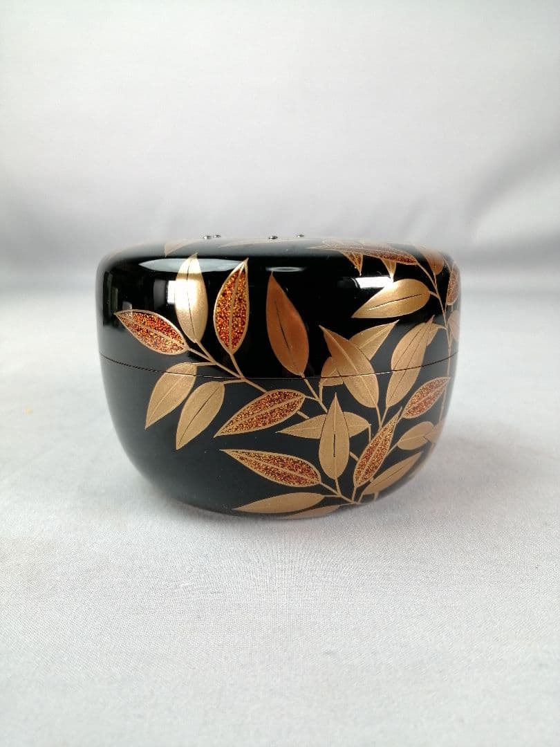 【茶事具】村田宗覚造　惺斎好写し笹蒔絵棗　漆器　棗295