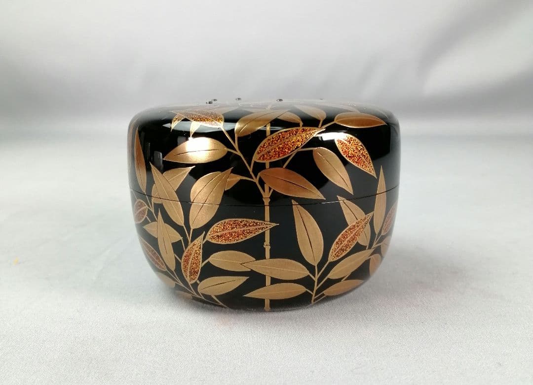 【茶事具】村田宗覚造　惺斎好写し笹蒔絵棗　漆器　棗295