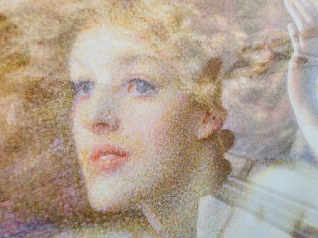 天使の絵画 金色のフレーム付き