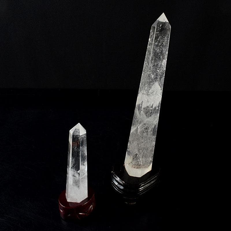 風水　縁起物　水晶　クリアクォーツ　台付　置物　2点まとめて　C　8196