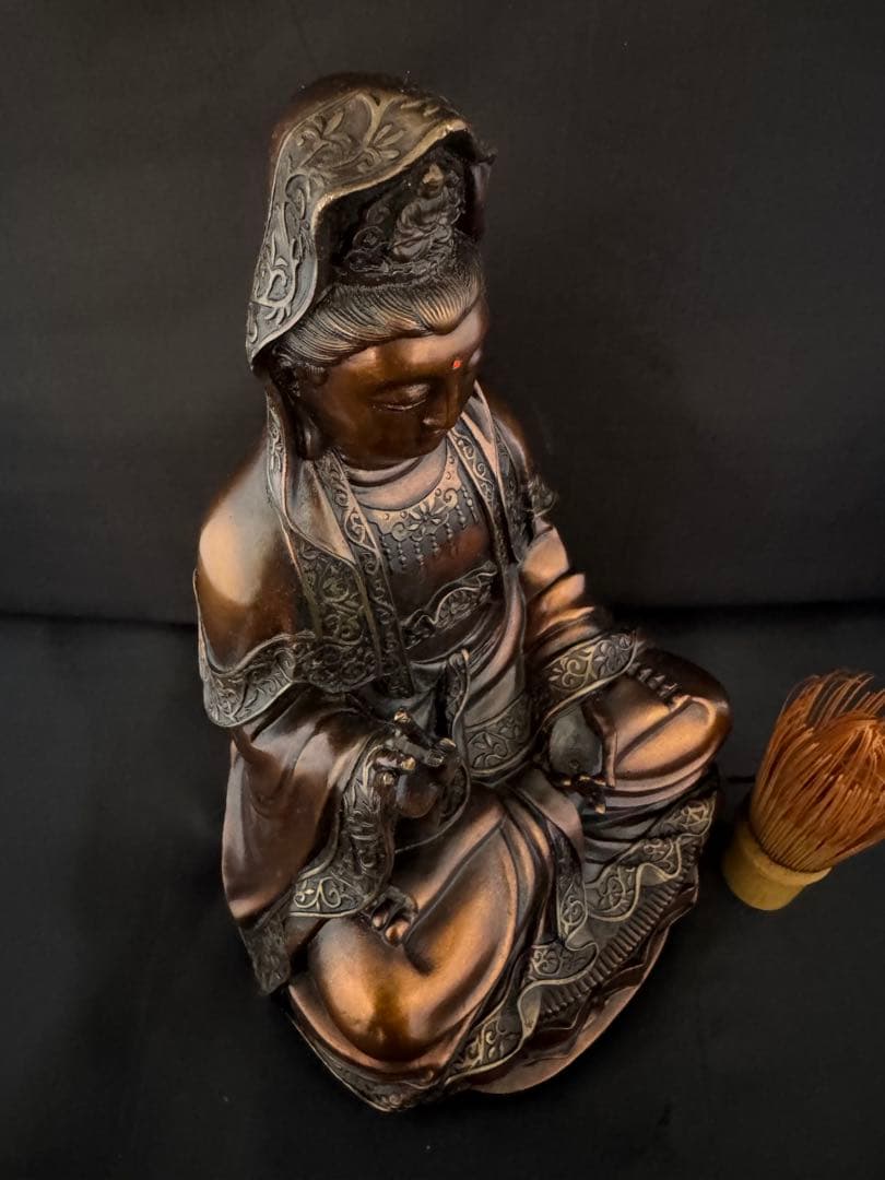 観音 菩薩 銅製 仏像 彫刻 置物 開運 風水 骨董　インテリア　アンティーク