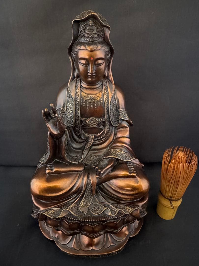 観音 菩薩 銅製 仏像 彫刻 置物 開運 風水 骨董　インテリア　アンティーク