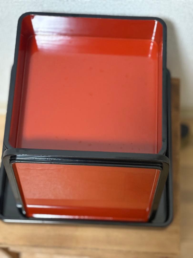 越前漆器 3段重箱 山久漆工　台付き　箱付き　レトロ　年代物　金箔装飾　おせち