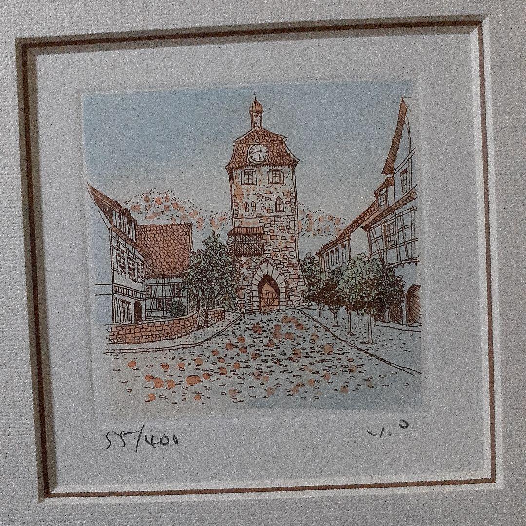 ドイツ ロマンチック街道 ローテンブルク?絵画55/400 サイン入り