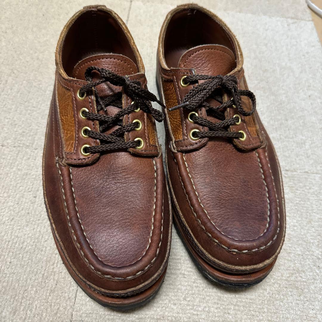 RUSSELLブラウン レザー モカシンシューズ