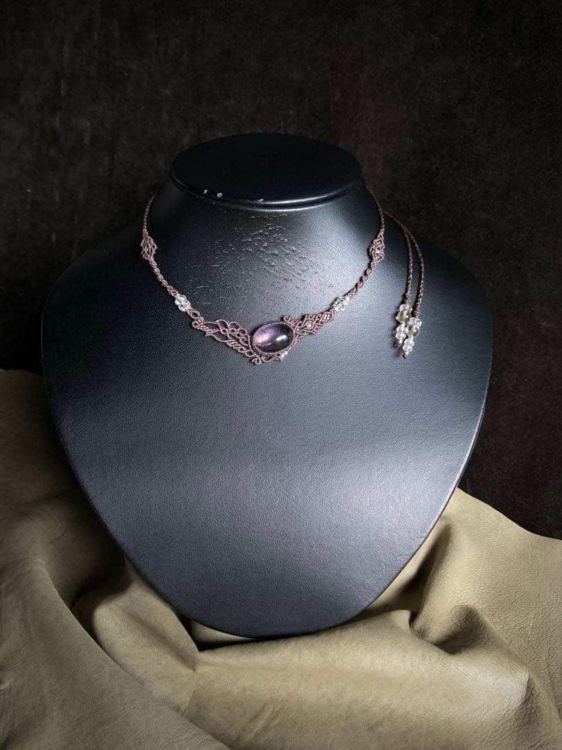 アメジスト　マクラメネックレス