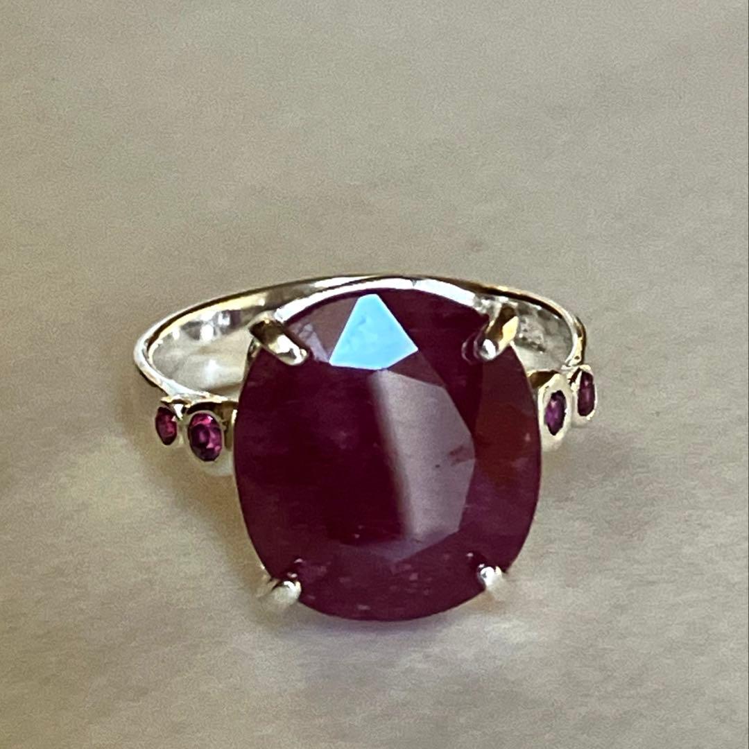 【訳あり】7ct ルビー・ロードライトガーネットリングK18WGヴェルメイユ