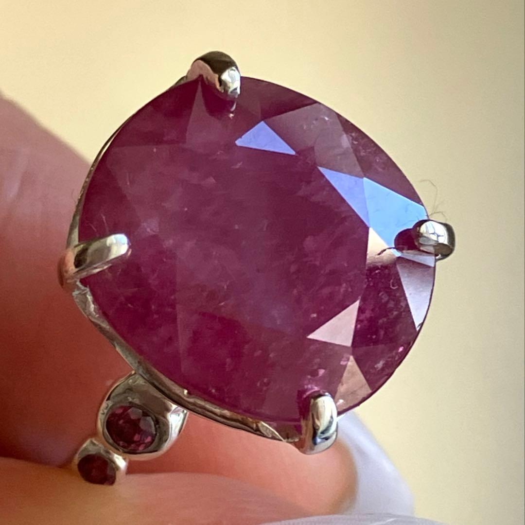 【訳あり】7ct ルビー・ロードライトガーネットリングK18WGヴェルメイユ