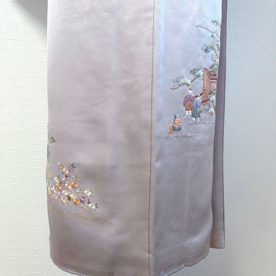 496 訪問着フルセット 正絹 薄紫 金彩 豪華 総刺繍 暈し染め お上品