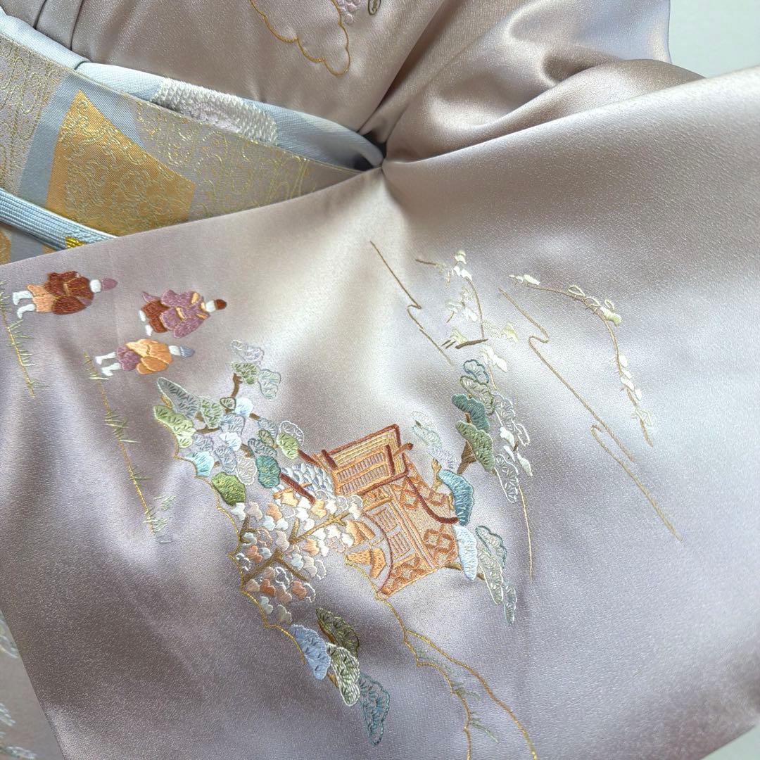 496 訪問着フルセット 正絹 薄紫 金彩 豪華 総刺繍 暈し染め お上品